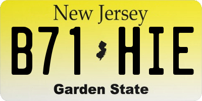 NJ license plate B71HIE