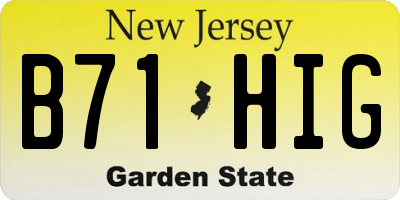 NJ license plate B71HIG