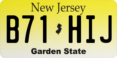 NJ license plate B71HIJ