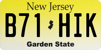 NJ license plate B71HIK