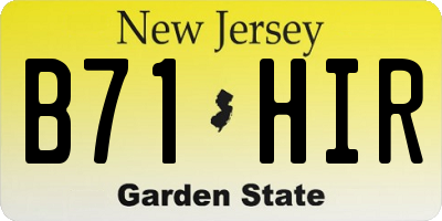 NJ license plate B71HIR