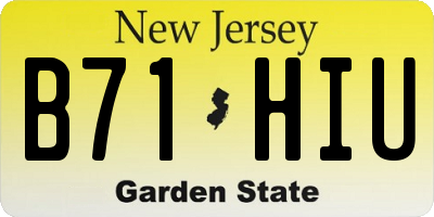 NJ license plate B71HIU