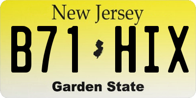 NJ license plate B71HIX
