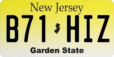NJ license plate B71HIZ