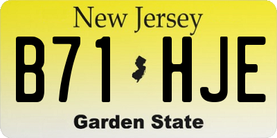 NJ license plate B71HJE