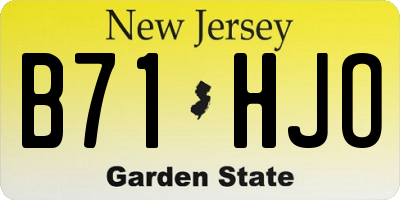 NJ license plate B71HJO