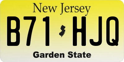 NJ license plate B71HJQ