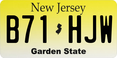 NJ license plate B71HJW