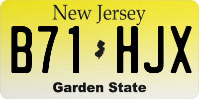 NJ license plate B71HJX