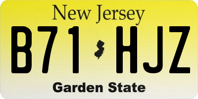 NJ license plate B71HJZ