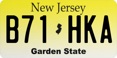 NJ license plate B71HKA