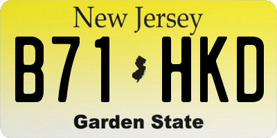 NJ license plate B71HKD