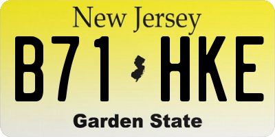 NJ license plate B71HKE