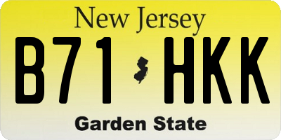 NJ license plate B71HKK