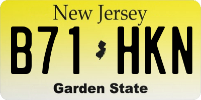 NJ license plate B71HKN