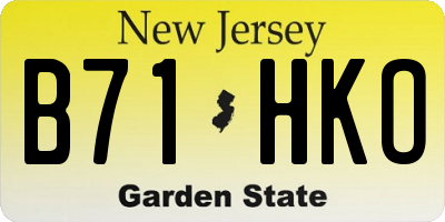 NJ license plate B71HKO