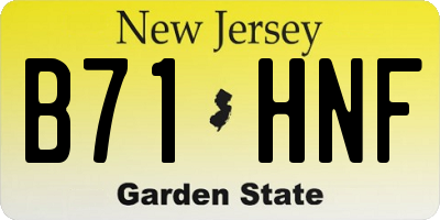 NJ license plate B71HNF