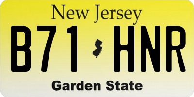 NJ license plate B71HNR