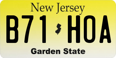 NJ license plate B71HOA