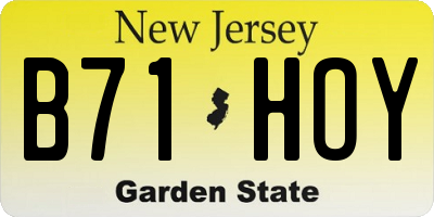 NJ license plate B71HOY