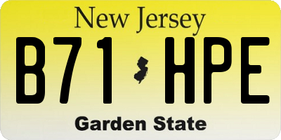 NJ license plate B71HPE