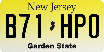 NJ license plate B71HPO