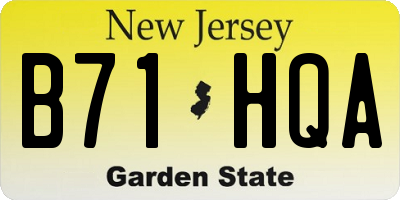 NJ license plate B71HQA