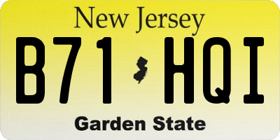 NJ license plate B71HQI