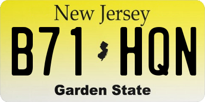 NJ license plate B71HQN