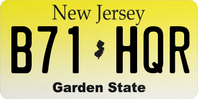 NJ license plate B71HQR