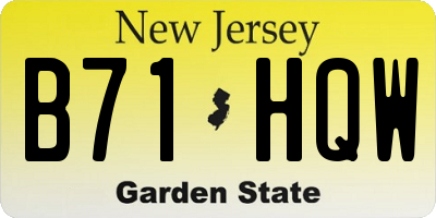 NJ license plate B71HQW