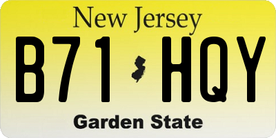 NJ license plate B71HQY