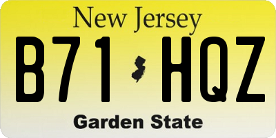 NJ license plate B71HQZ