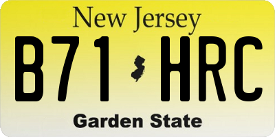 NJ license plate B71HRC
