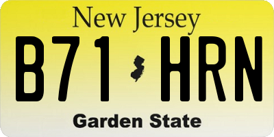 NJ license plate B71HRN