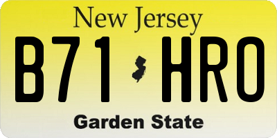 NJ license plate B71HRO