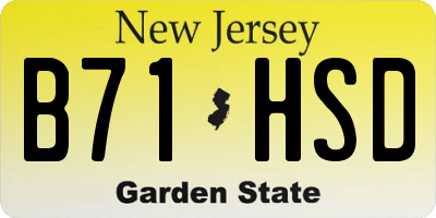NJ license plate B71HSD