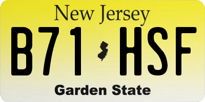 NJ license plate B71HSF