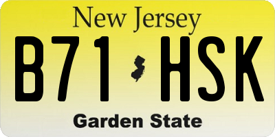 NJ license plate B71HSK