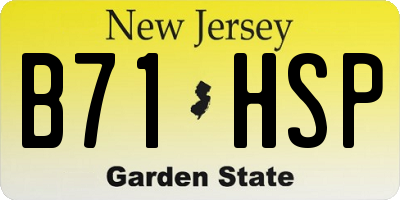 NJ license plate B71HSP