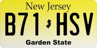 NJ license plate B71HSV