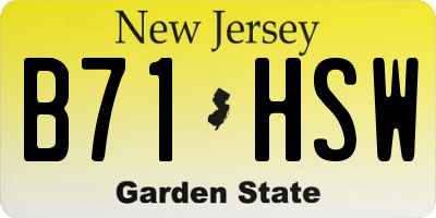 NJ license plate B71HSW