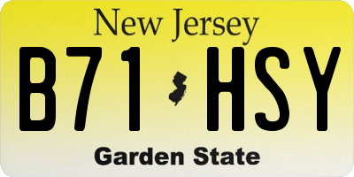 NJ license plate B71HSY