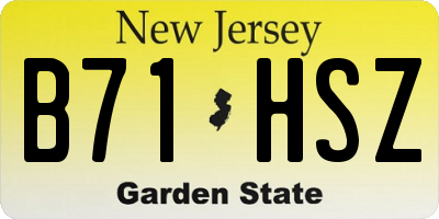 NJ license plate B71HSZ