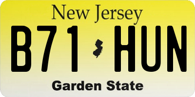 NJ license plate B71HUN