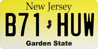 NJ license plate B71HUW