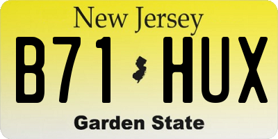 NJ license plate B71HUX