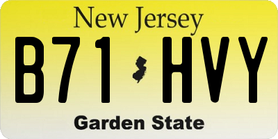 NJ license plate B71HVY