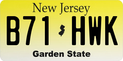 NJ license plate B71HWK