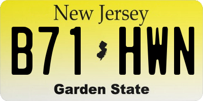 NJ license plate B71HWN
